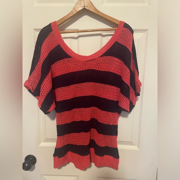 Open Knit Striped Short Sleeve Sweater, Women’s L, NWT - Picture 5 of 5